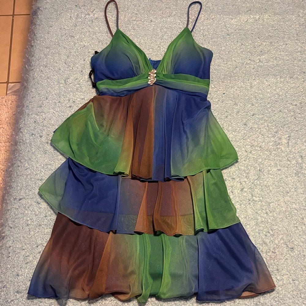 Elegant Multicolor Layered Dress